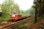 180 006 des Bw Dresden mit einem Güterzug bei Rathen (25.04.1993).jpg